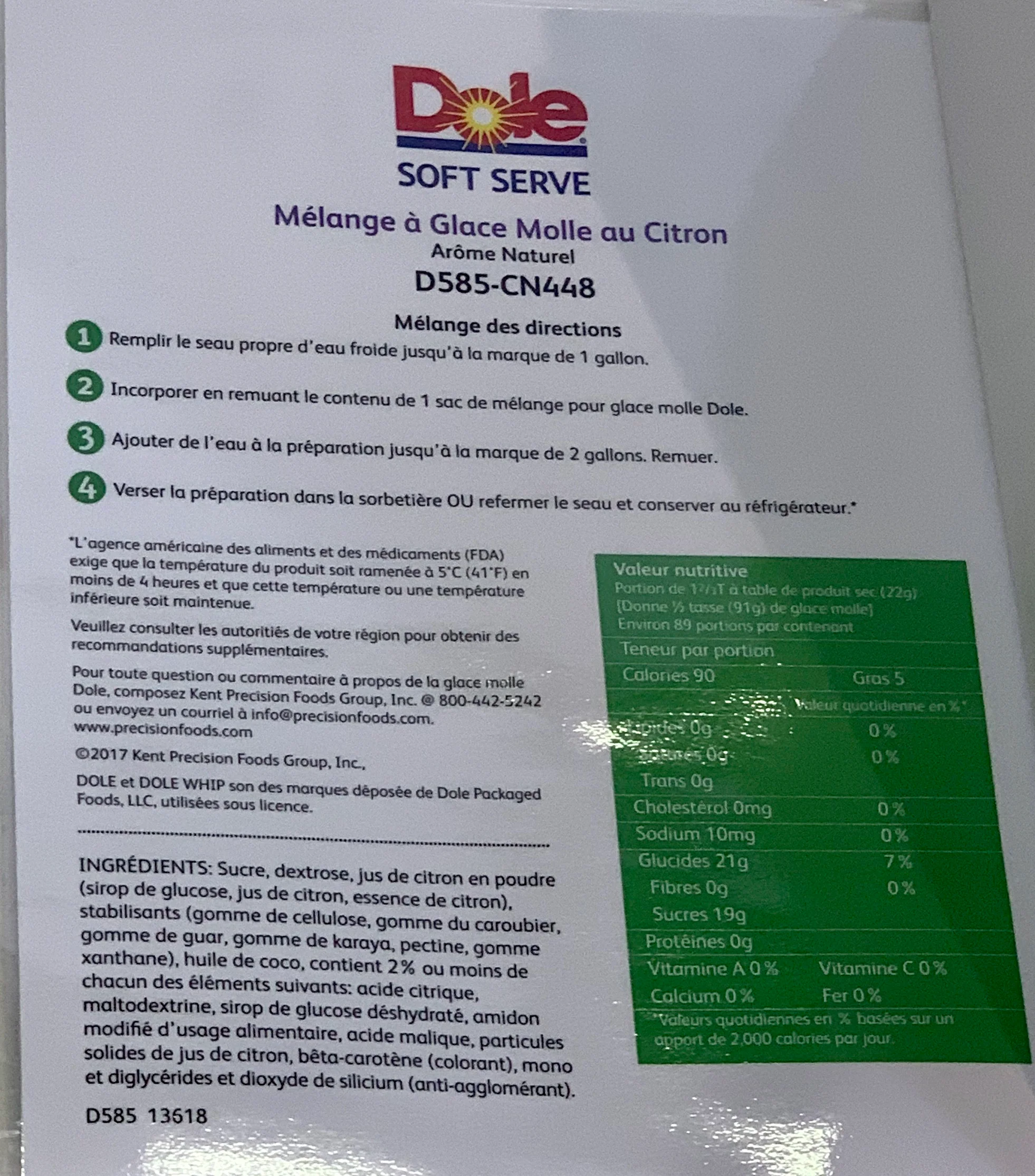 Dole Lemon Soft Serve Mix - 4.4 Lbs. Bag - Case (4 X 4.4lb Bags) - Canadian Distribution - Ships Free Within Canada on Orders Above CAD $199 - Image 8