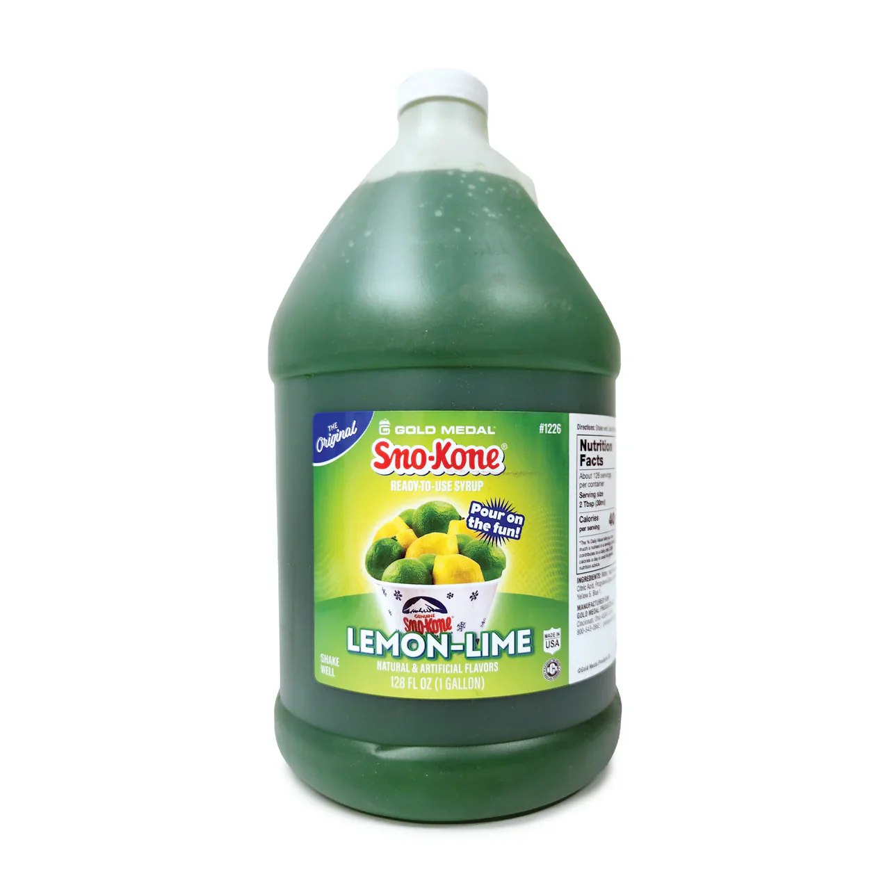 Lemon-Lime - Sno-Treat Sno-Kone® Syrup and Slush Mix - 4 x 1 Gallon - Canadian Distribution - Ships Free Within Canada on Orders Above CAD $199