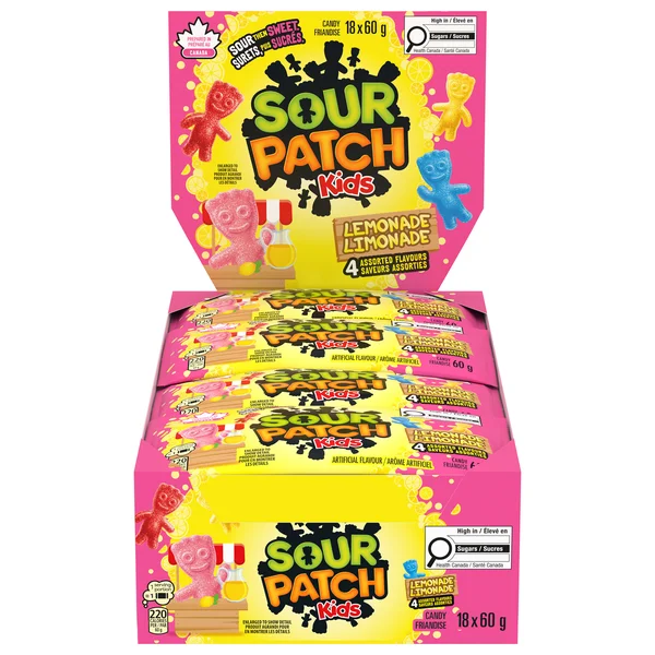 Lemonade - 72 × 60 g - Sour Patch Kids - Canadian Distribution - Ships Free Within Canada on Orders Above CAD $199 - Image 2