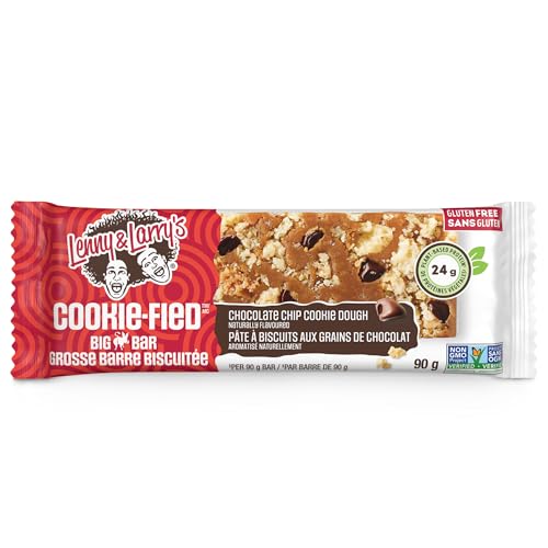 Lenny & Larry's Cookie-fied BIG BAR – Chocolate Chip Cookie Dough Vegan Protein Bars (12 x 90g) – 24g Plant Protein, 10g Prebiotic Fiber, Gluten-Free Snack - Canadian Distribution - Ships Free Within Canada on Orders Above CAD $199 - Image 6