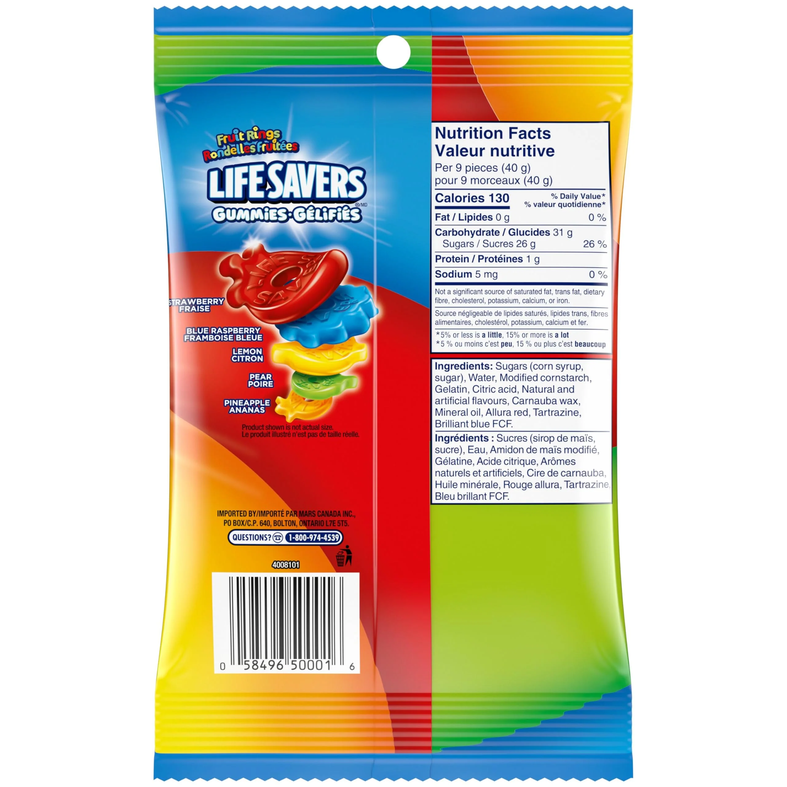 LIFE SAVERS Fruit Rings Gummy Candy – Strawberry, Pineapple, Blue Raspberry, Pear & Lemon – 2 x 180g - Canadian Distribution - Ships Free Within Canada on Orders Above CAD $199 - Image 6