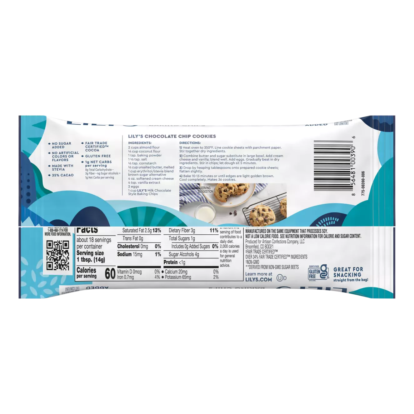 LILY'S Milk Chocolate Style Baking Chips - 9 oz Bag - 35% Cacao - Made with Stevia - No Sugar Added - Gluten Free - Kosher - Ships Free Within Canada on Orders Above CAD $199 - Image 2