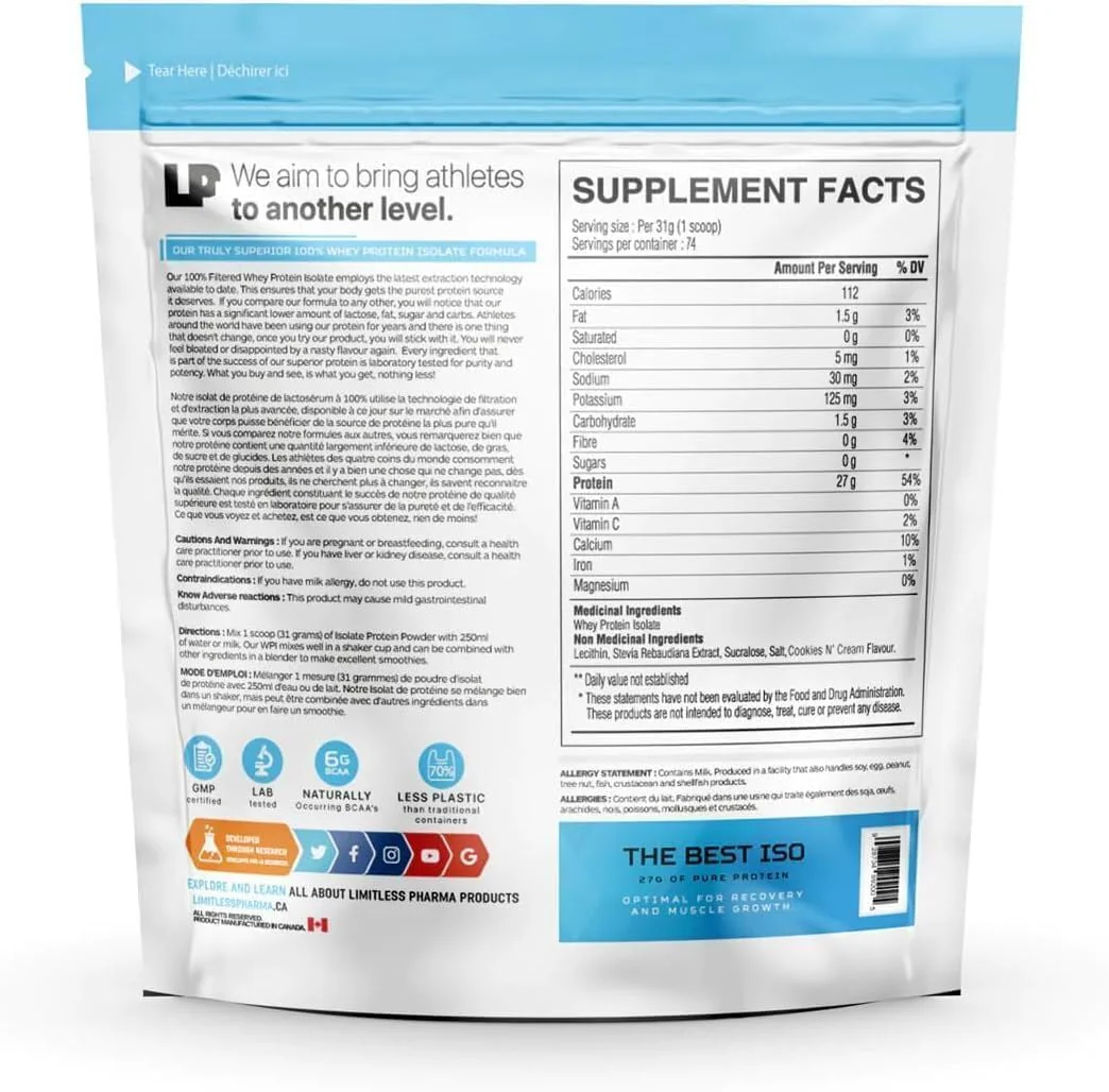Limitless Pharma – Pure Whey Isolate – Chocolate Peanut Butter Cup – 5 lb - Canadian Distribution - Ships Free Within Canada on Orders Above CAD $199 - Image 9
