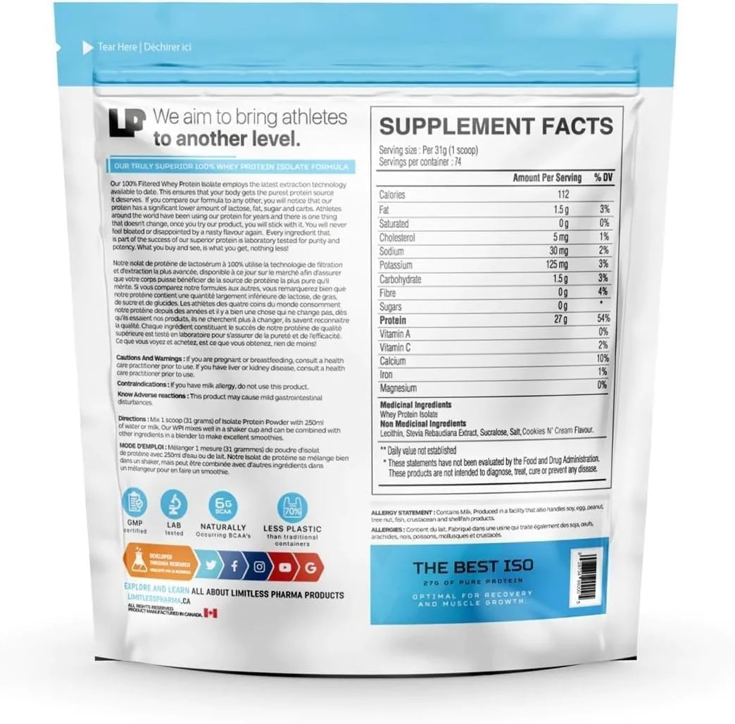 Limitless Pharma – Pure Whey Isolate – Double Chocolate – 5 lb - Canadian Distribution - Ships Free Within Canada on Orders Above CAD $199 - Image 9