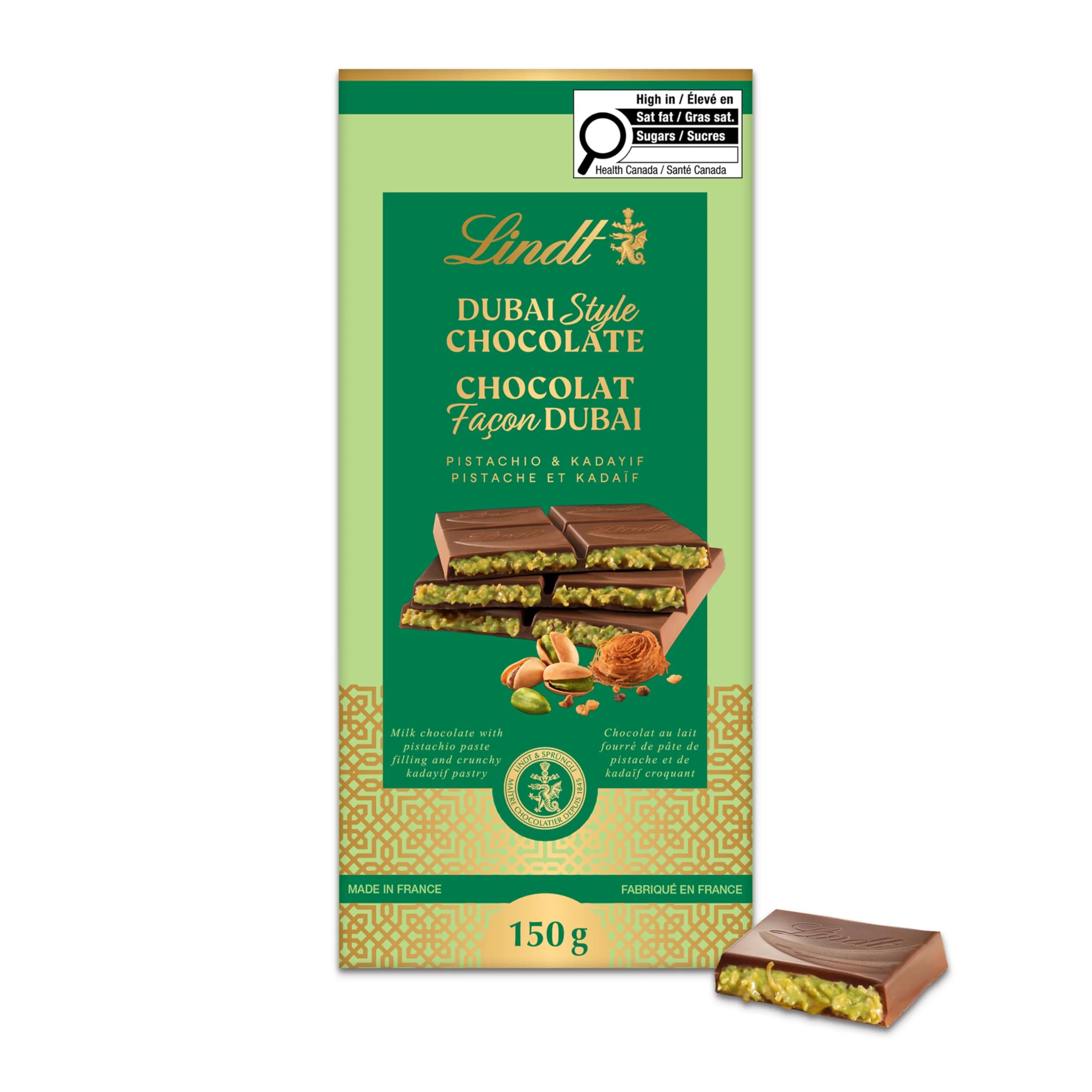 Lindt Dubai Style Chocolate Bar, 150g - Canadian Distribution - Ships Free Within Canada on Orders Above CAD $199