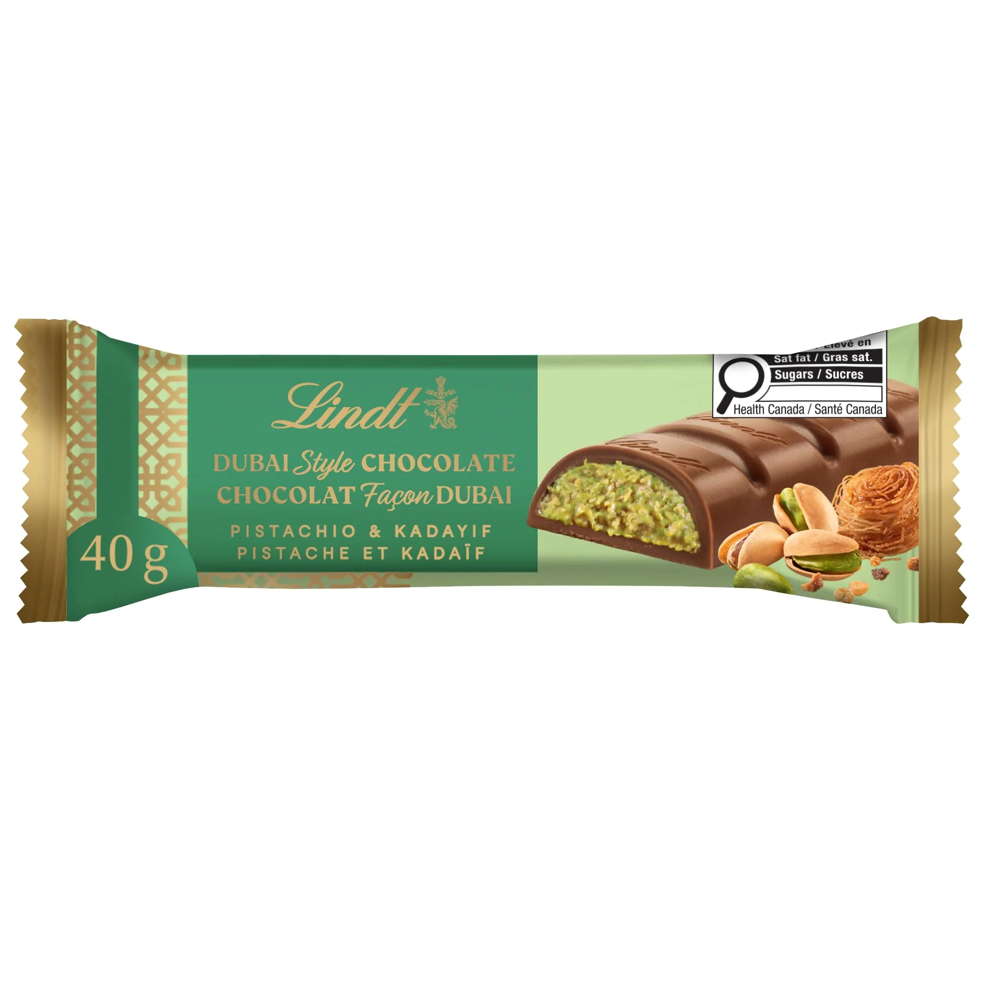 Lindt Dubai Style Chocolate Bar, 2 x 40g - Canadian Distribution - Ships Free Within Canada on Orders Above CAD $199