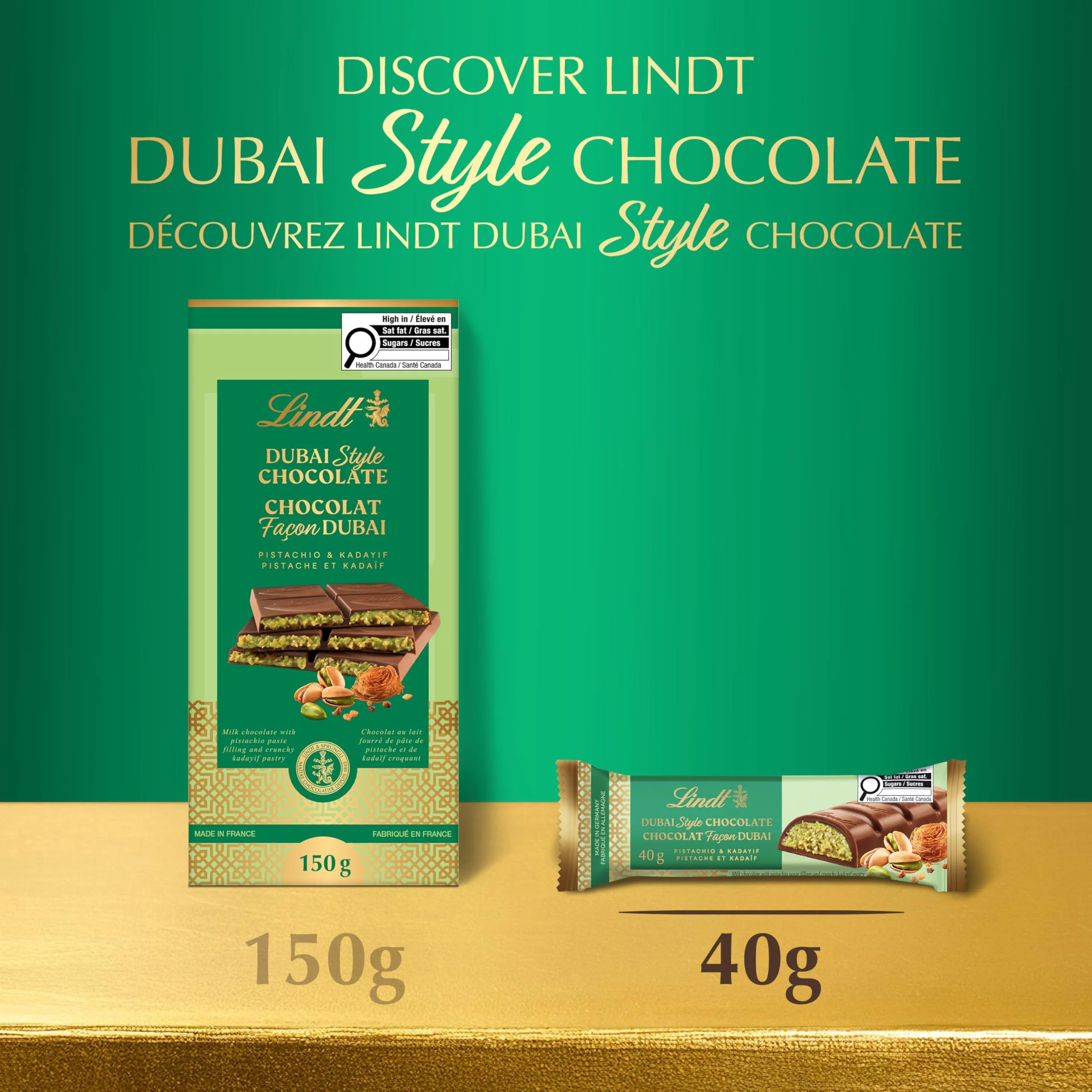 Lindt Dubai Style Chocolate Bar, 2 x 40g - Canadian Distribution - Ships Free Within Canada on Orders Above CAD $199 - Image 3