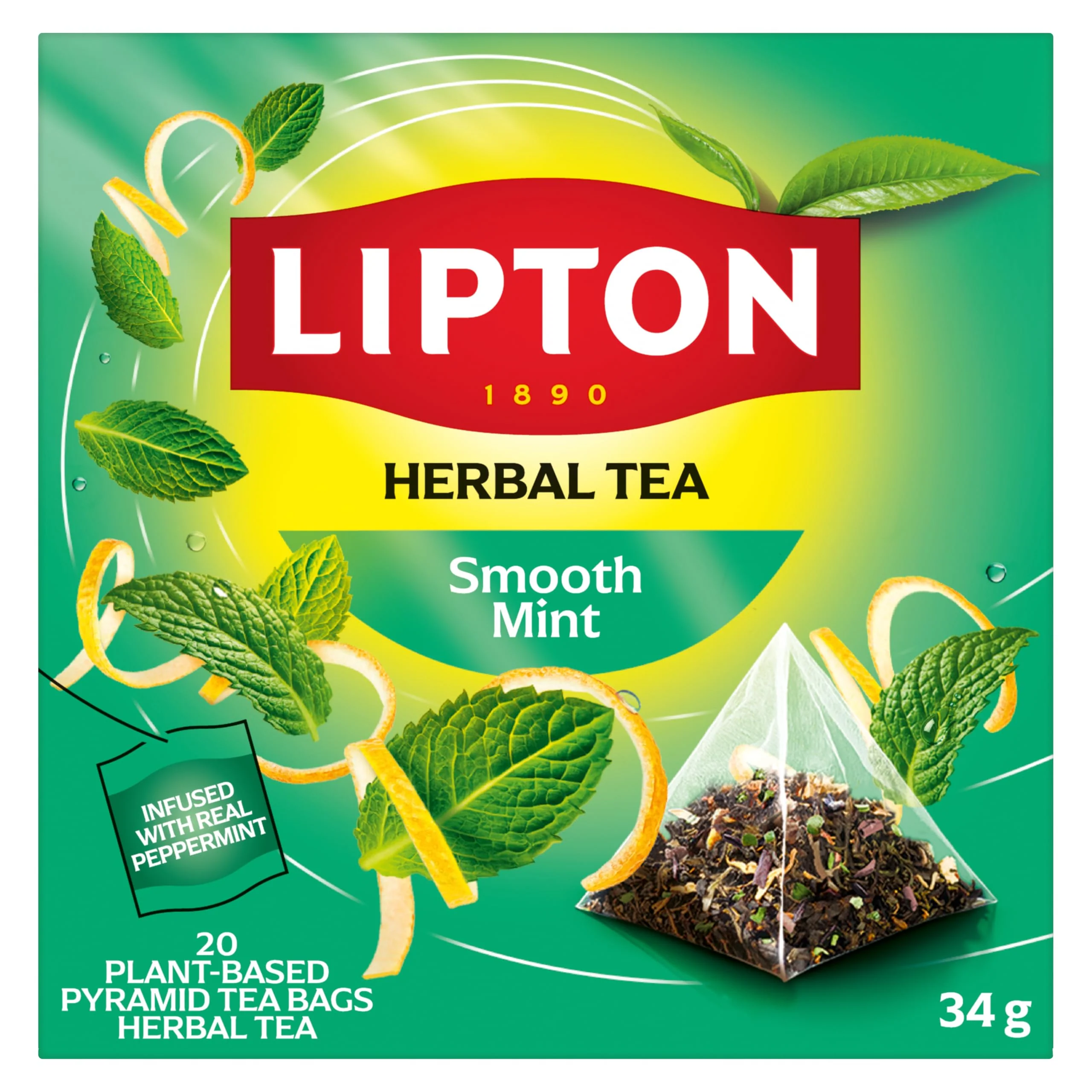 Lipton Smooth Mint Herbal Tea Pyramids 20 Bags (4-Pack) - Canadian Distribution - Ships Free Within Canada on Orders Above CAD $199