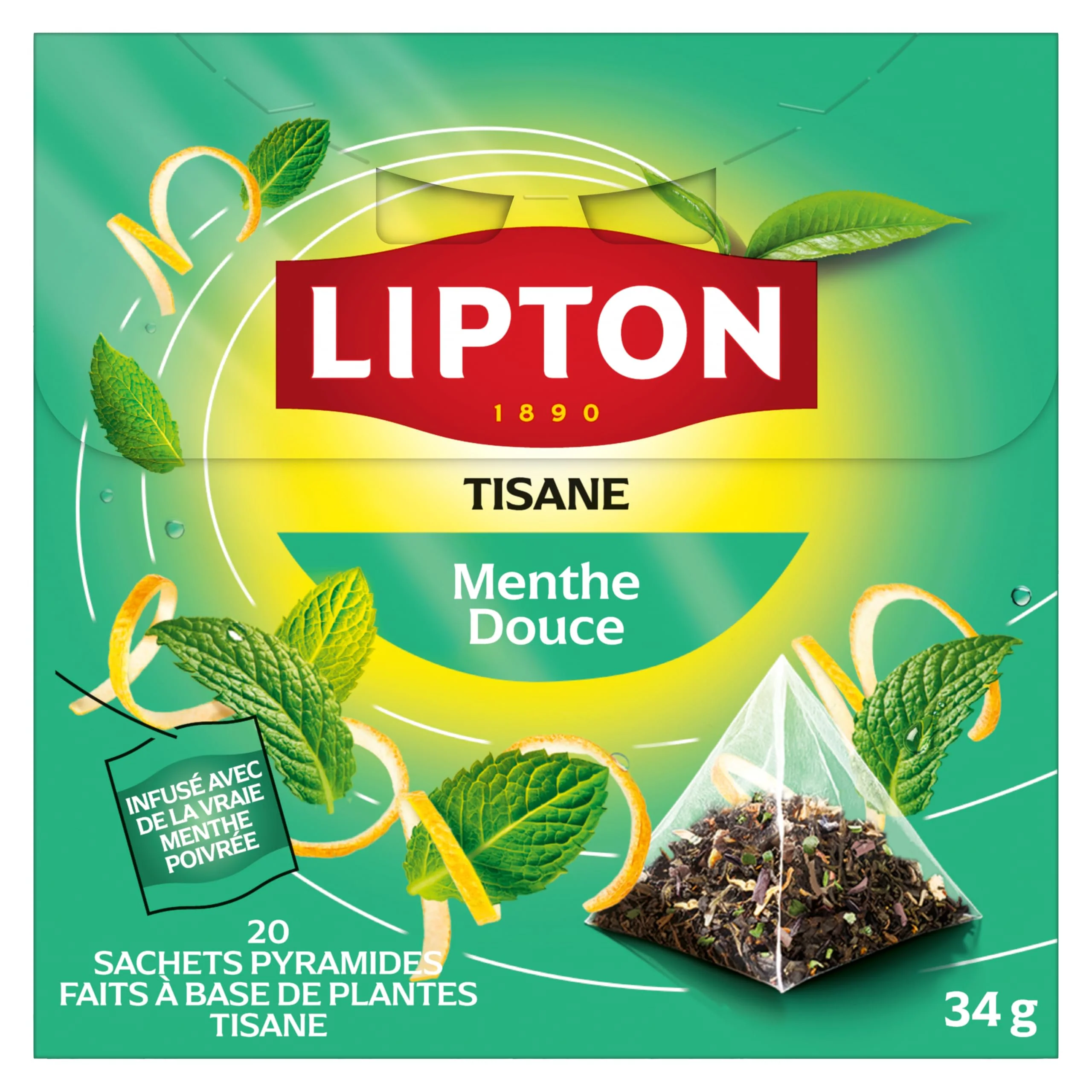 Lipton Smooth Mint Herbal Tea Pyramids 20 Bags (4-Pack) - Canadian Distribution - Ships Free Within Canada on Orders Above CAD $199 - Image 2