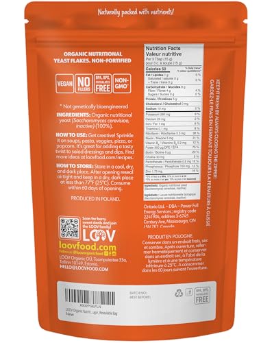 LOOV – Organic Nutritional Yeast Flakes – Unfortified – 227g - Canadian Distribution - Ships Free Within Canada on Orders Above CAD $199 - Image 7