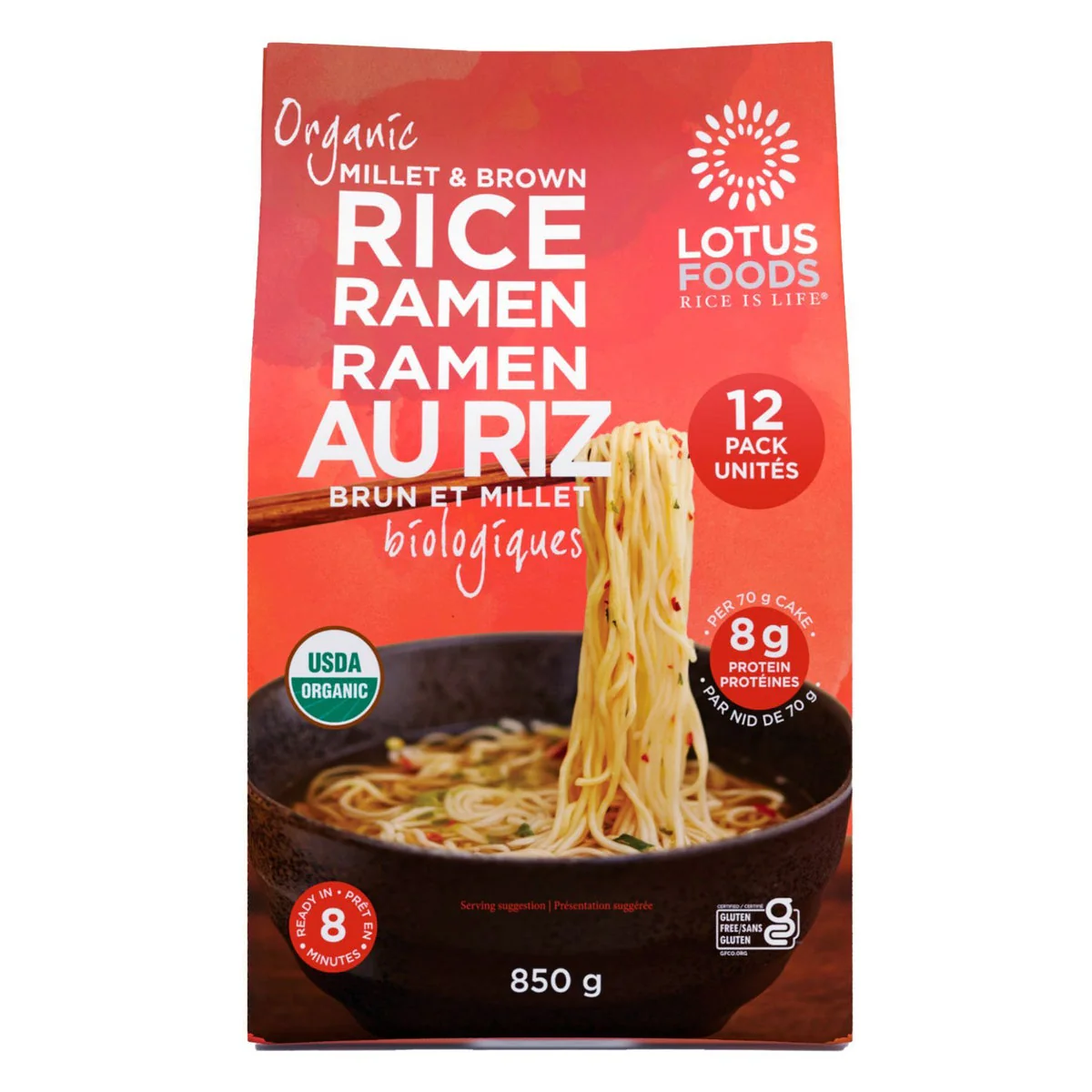 Lotus Foods Organic Millet and Brown Rice Ramen - 4 x 850 g - Grocery and Food Items - Canadian Distribution - Ships Free Within Canada on Orders Above CAD $199
