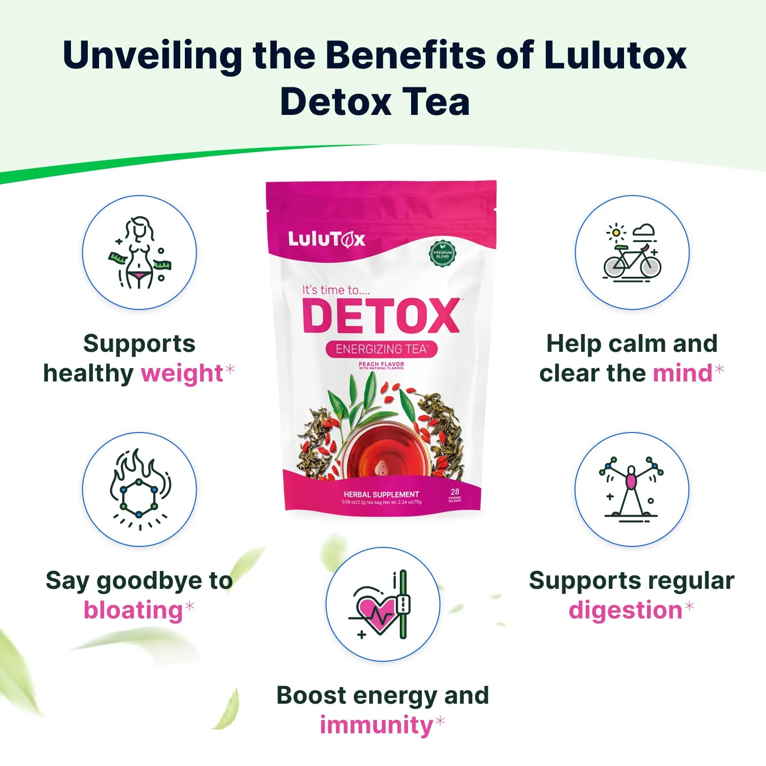 LULUTOX - Detox Tea Herbal Blend - Peach Flavor - 28 Servings - Laxative-Free - Canadian Distribution - Ships Free Within Canada on Orders Above CAD $199 - Image 3