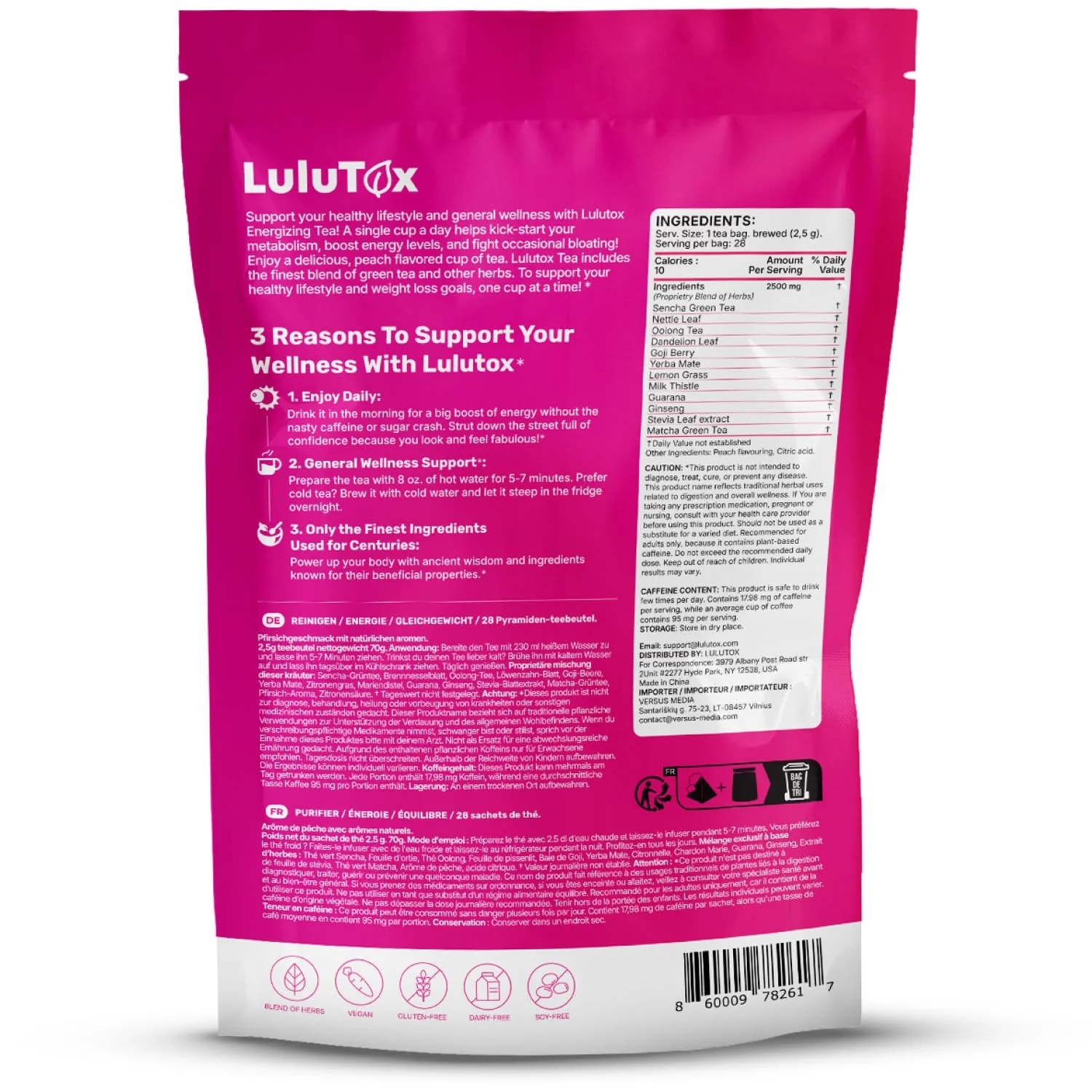 LULUTOX - Detox Tea Herbal Blend - Peach Flavor - 28 Servings - Laxative-Free - Canadian Distribution - Ships Free Within Canada on Orders Above CAD $199 - Image 4
