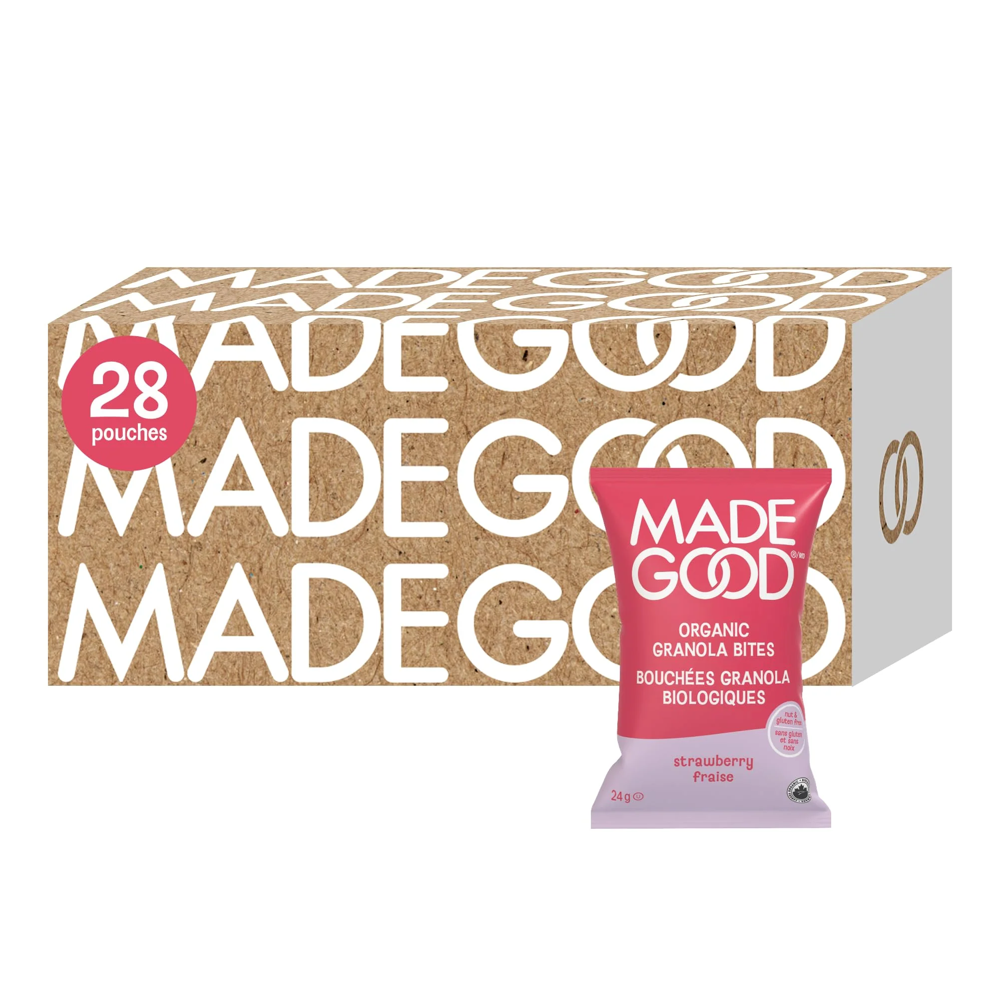 MadeGood – Strawberry Granola Bites – 28 Pack - Canadian Distribution - Ships Free Within Canada on Orders Above CAD $199