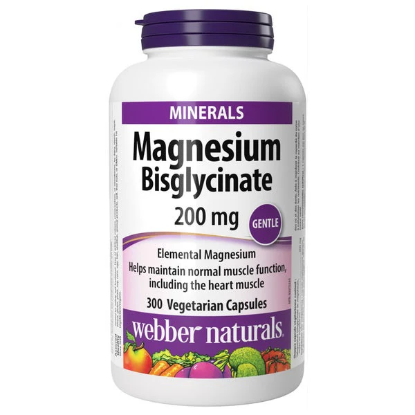 Magnesium Bisglycinate 200 mg - 300 Capsules - webber naturals - Health and Wellness - Canadian Distribution - Ships Free Within Canada on Orders Above CAD $199