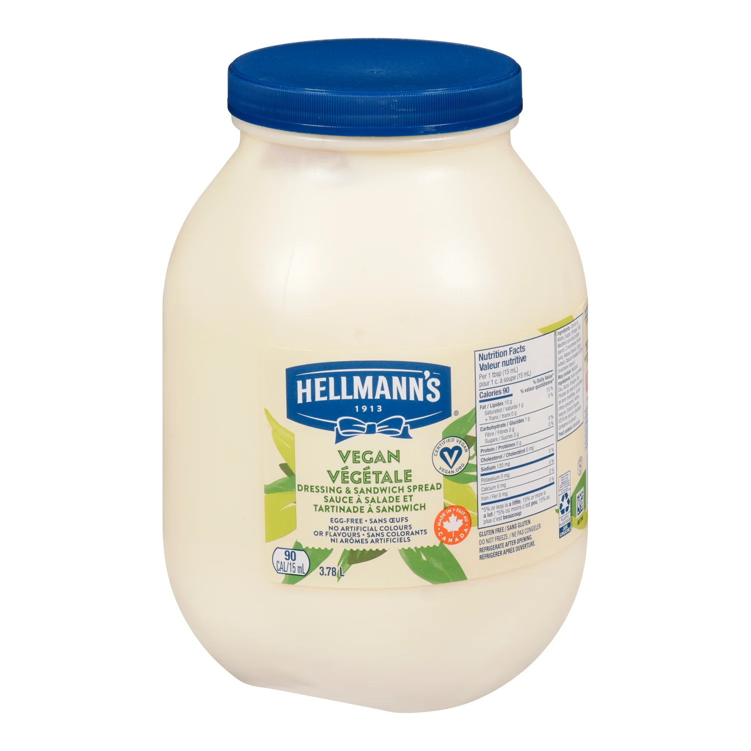 Mayonnaise Vegan - 2 x 3.78 L - Hellmans - Restaurant and Foodservice Ingredients - Canadian Distribution - Ships Free Within Canada on Orders Above CAD $199