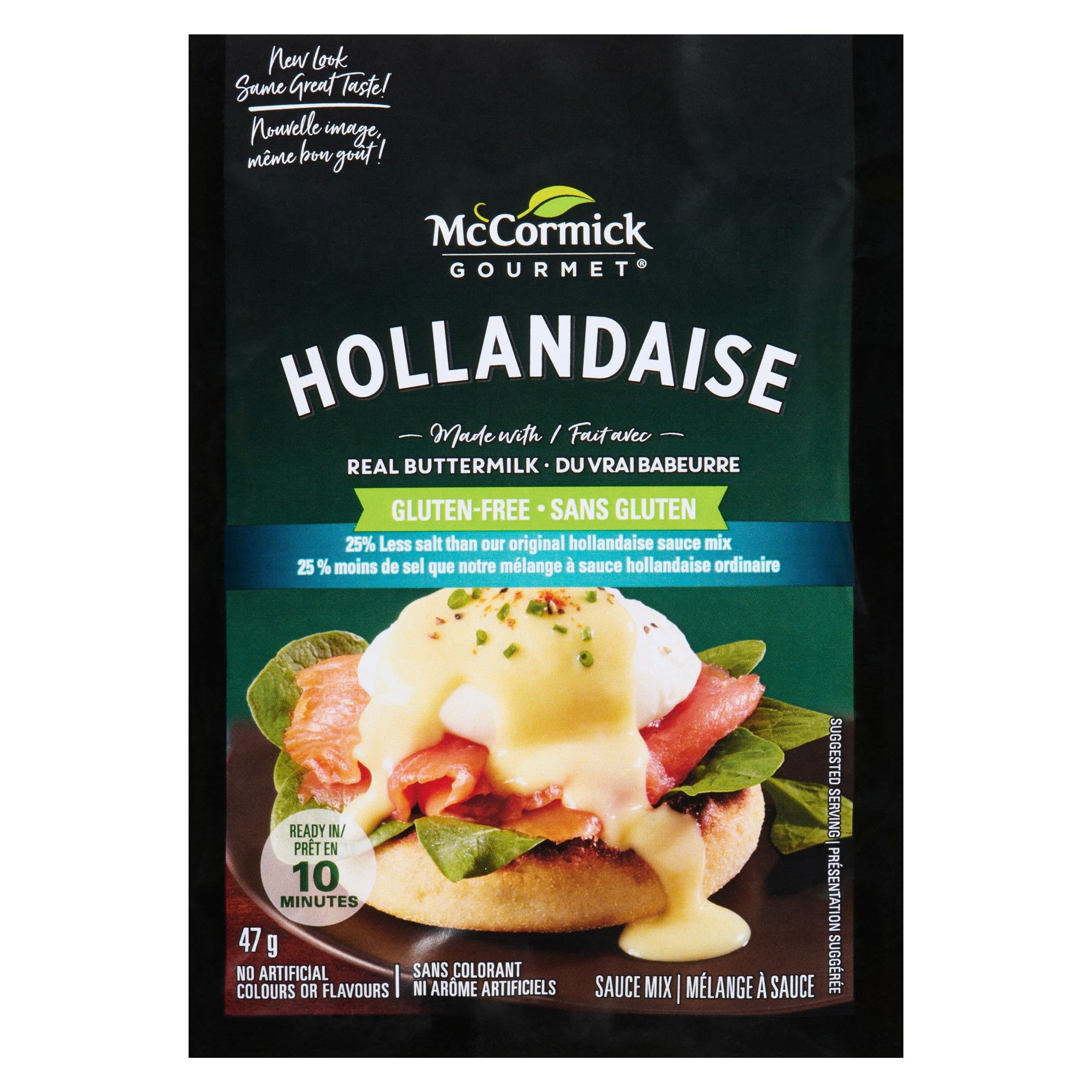 McCormick Gourmet Hollandaise Sauce Mix - Reduced Sodium, Real Buttermilk, 10-Minute Preparation, Gluten-Free, 47 g, Pack of 12 - Canadian Distribution - Ships Free Within Canada on Orders Above CAD $199 - Image 2
