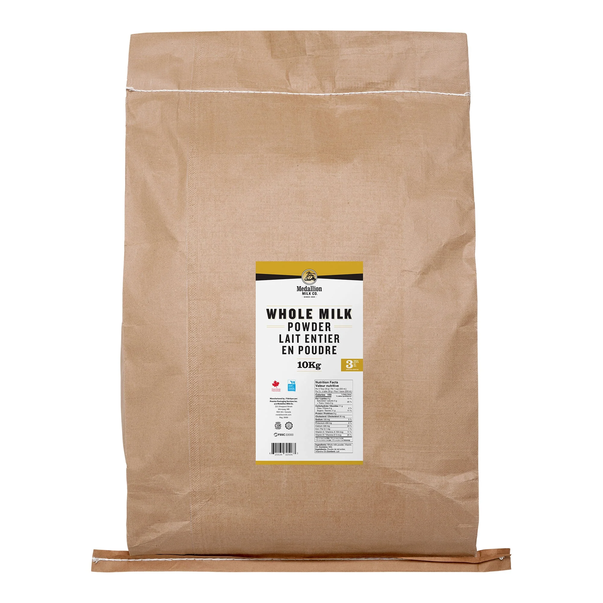 Medallion Milk Co. Whole Milk Powder - 2 x 10 kg - Grocery and Food Items - Canadian Distribution - Ships Free Within Canada on Orders Above CAD $199