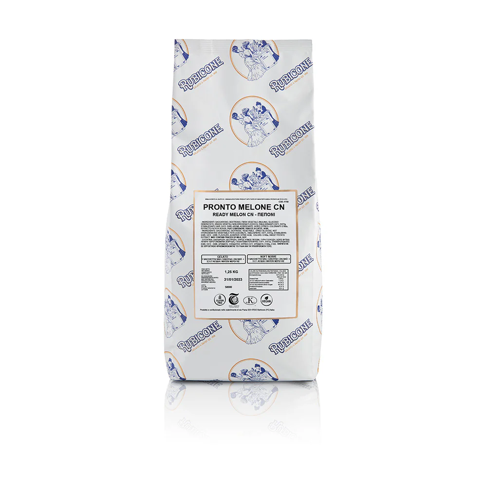 "PRE-ORDER" Melon Ready Fruit - Ready Base for Soft Serve and Gelato - Case of 6 x 1.25 KG bags - Rubicone Canada - Ships Free Within Canada on Orders Above CAD $199
