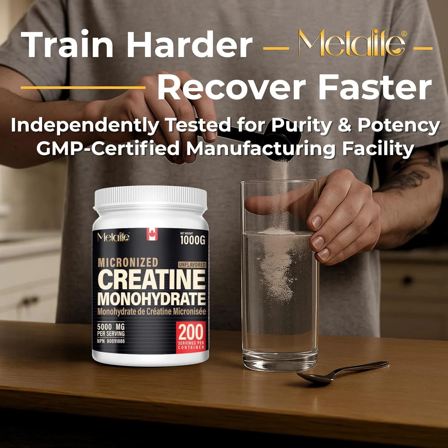 MetaLife – Creatine Monohydrate Powder – Unflavored – 1000 g, 200 Servings – Ships Free Within Canada on Orders Above CAD $199 - Image 3