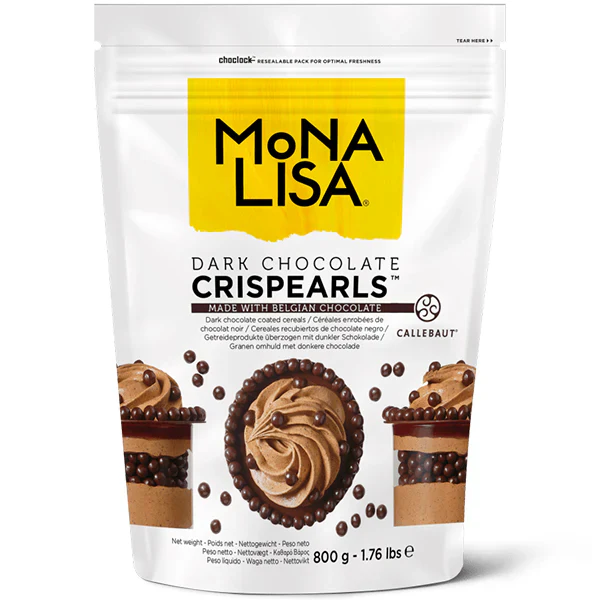 Mona Lisa - Dark Chocolate Crispearls - 800g Bag - Case of 4 x 800g - Barry Callebaut - Canadian Distribution - Ships Free Within Canada on Orders Above CAD $199
