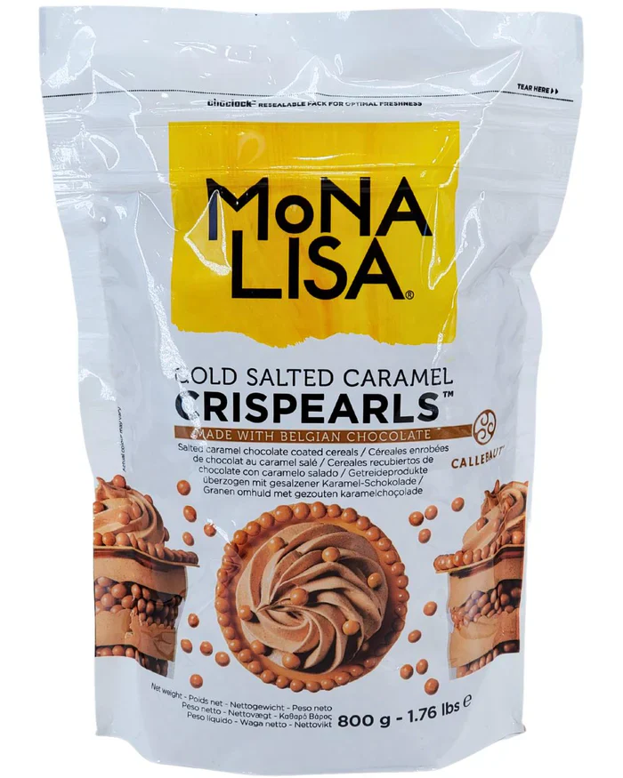 Mona Lisa - Gold Salted Caramel Crispearls - 800g Bag - Case of 4 x 800g - Barry Callebaut - Canadian Distribution - Ships Free Within Canada on Orders Above CAD $199