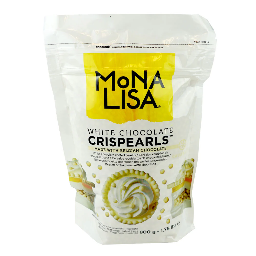 Mona Lisa - White Chocolate Crispearls - 800g Bag - Case of 4 x 800g - Barry Callebaut - Canadian Distribution - Ships Free Within Canada on Orders Above CAD $199