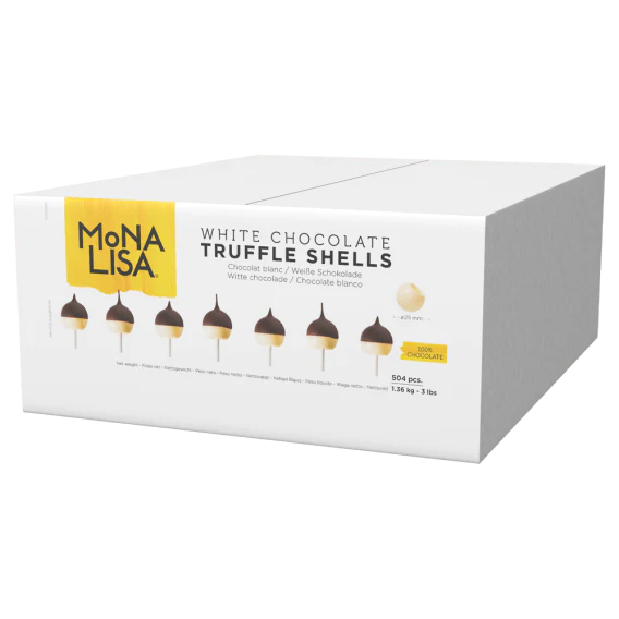 Mona Lisa - White Chocolate Truffle Shells - 504EACH - Barry Callebaut - Canadian Distribution - Ships Free Within Canada on Orders Above CAD $199
