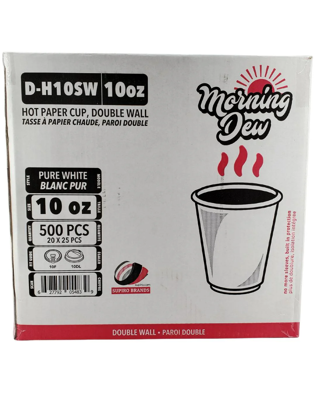 Morning Dew - 10 oz Squat Hot Paper Cup - Double Wall - White - 20 x 25 count - Image 9