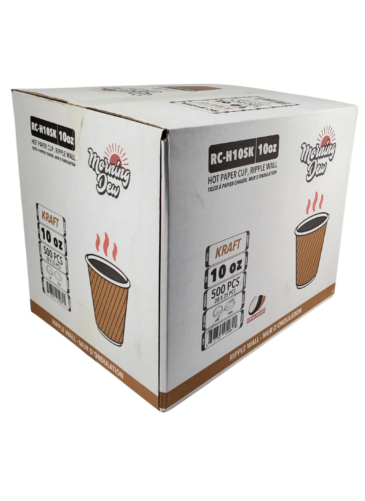 Morning Dew - 10 oz Squat Hot Paper Cup - Ripple - Kraft - 20 x 25 count - Image 8