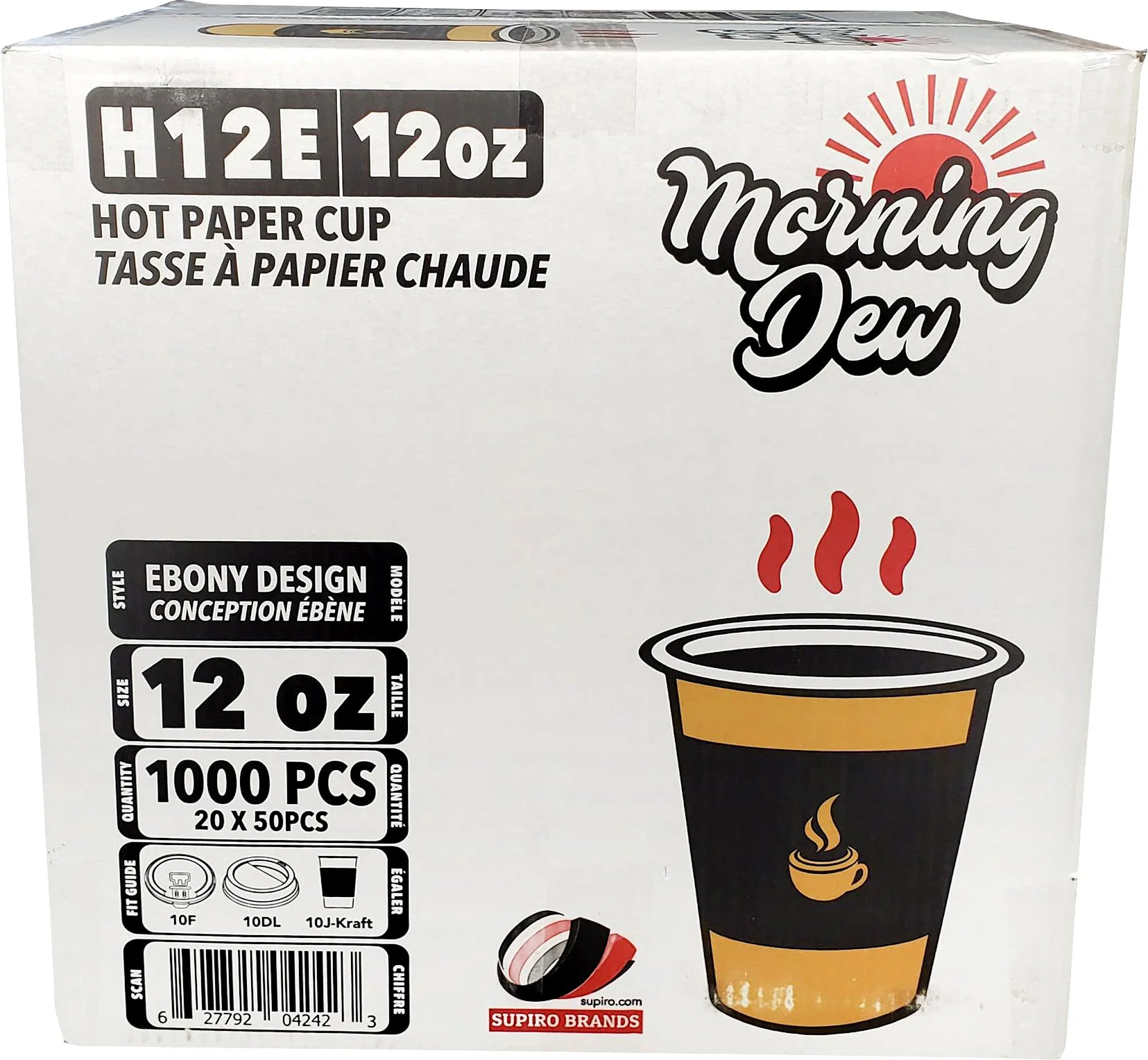 Morning Dew - 12 oz Hot Paper Cups - Ebony Print - 20 x 50 count - Image 5