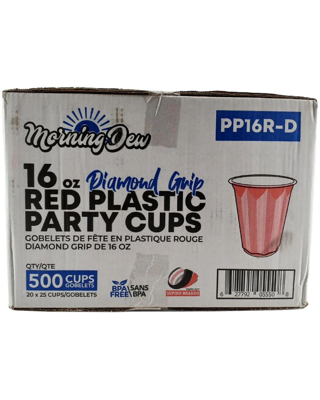 Morning Dew - 16oz PP Red Plastic Party Cups - Diamond - 20 x 25 count - Image 10