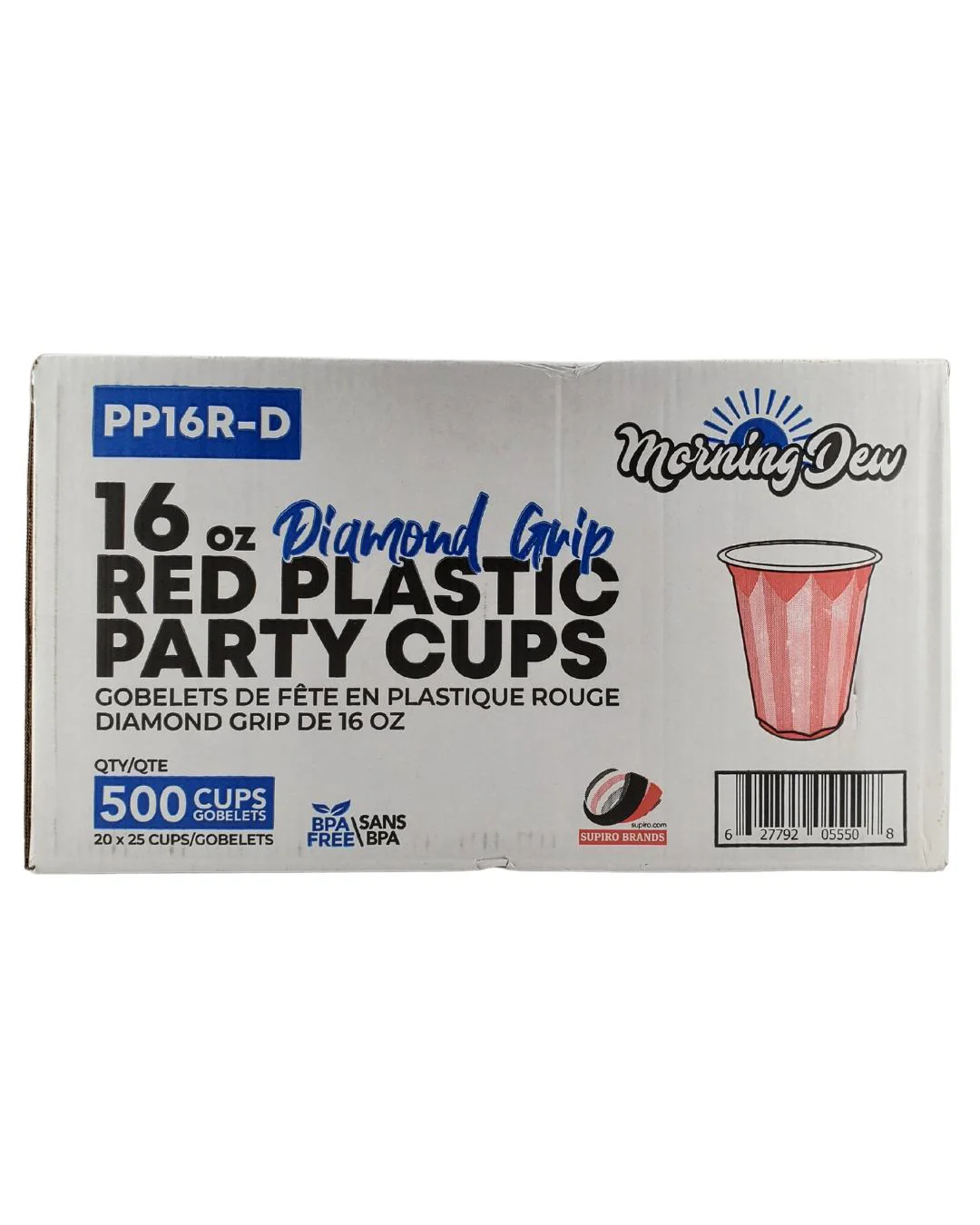 Morning Dew - 16oz PP Red Plastic Party Cups - Diamond - 20 x 25 count - Image 6