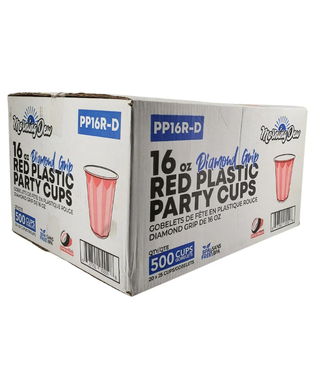 Morning Dew - 16oz PP Red Plastic Party Cups - Diamond - 20 x 25 count - Image 8