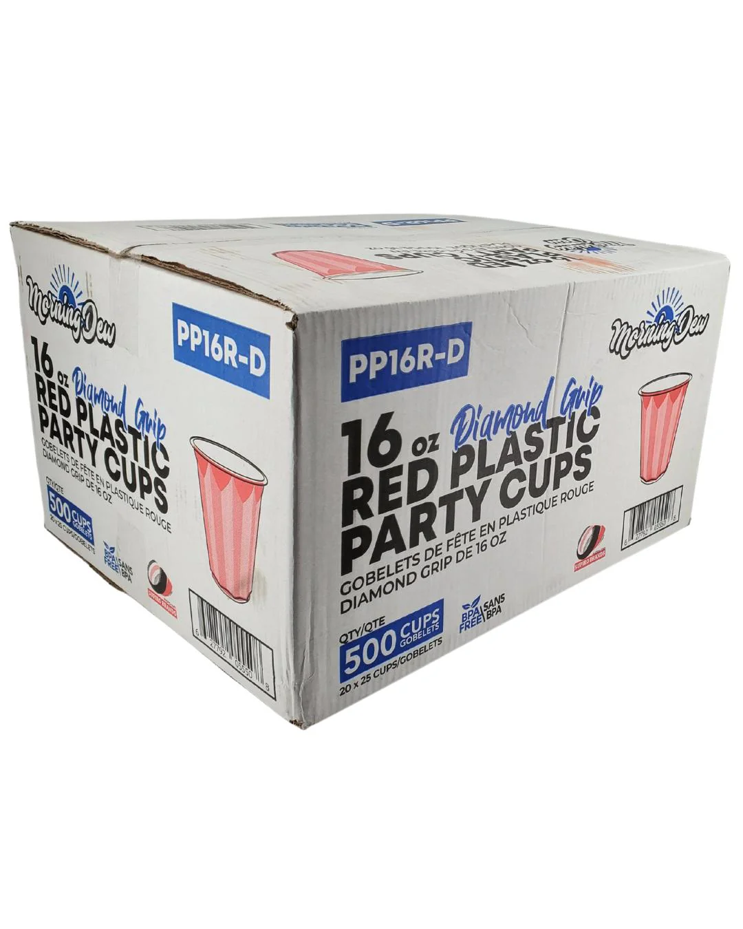 Morning Dew - 16oz PP Red Plastic Party Cups - Diamond - 20 x 25 count - Image 9