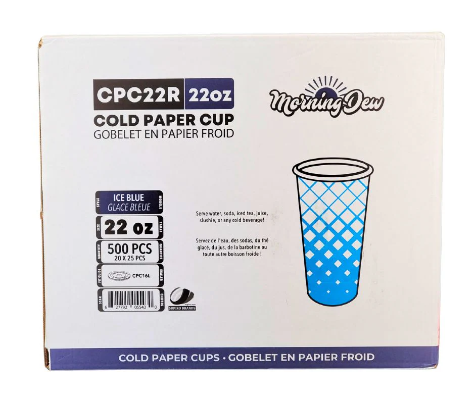 Morning Dew - 22oz Cold Paper Cups - Ice Blue Print - 20 x 25 count - Image 6