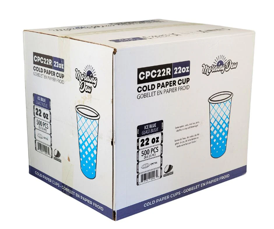 Morning Dew - 22oz Cold Paper Cups - Ice Blue Print - 20 x 25 count - Image 7