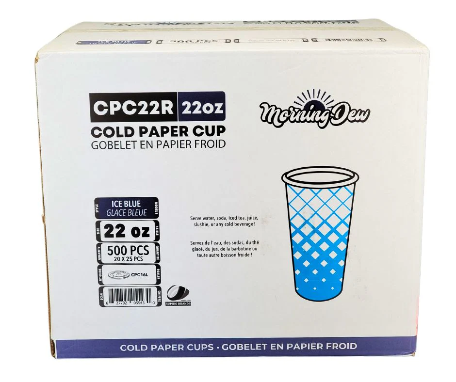 Morning Dew - 22oz Cold Paper Cups - Ice Blue Print - 20 x 25 count - Image 9