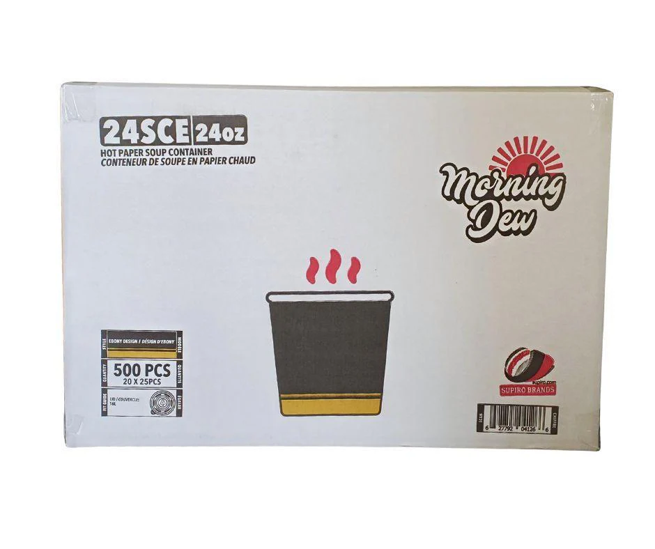 Morning Dew - 24 oz Paper Soup Container - Ebony Print - 20 x 25 count - Image 6