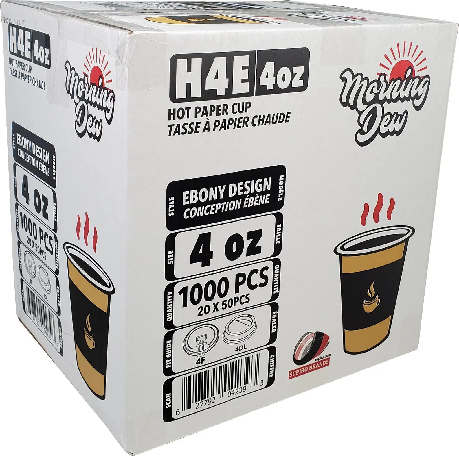 Morning Dew - 4 oz Hot Paper Cups - Ebony Print - 20 x 50 count - Image 6