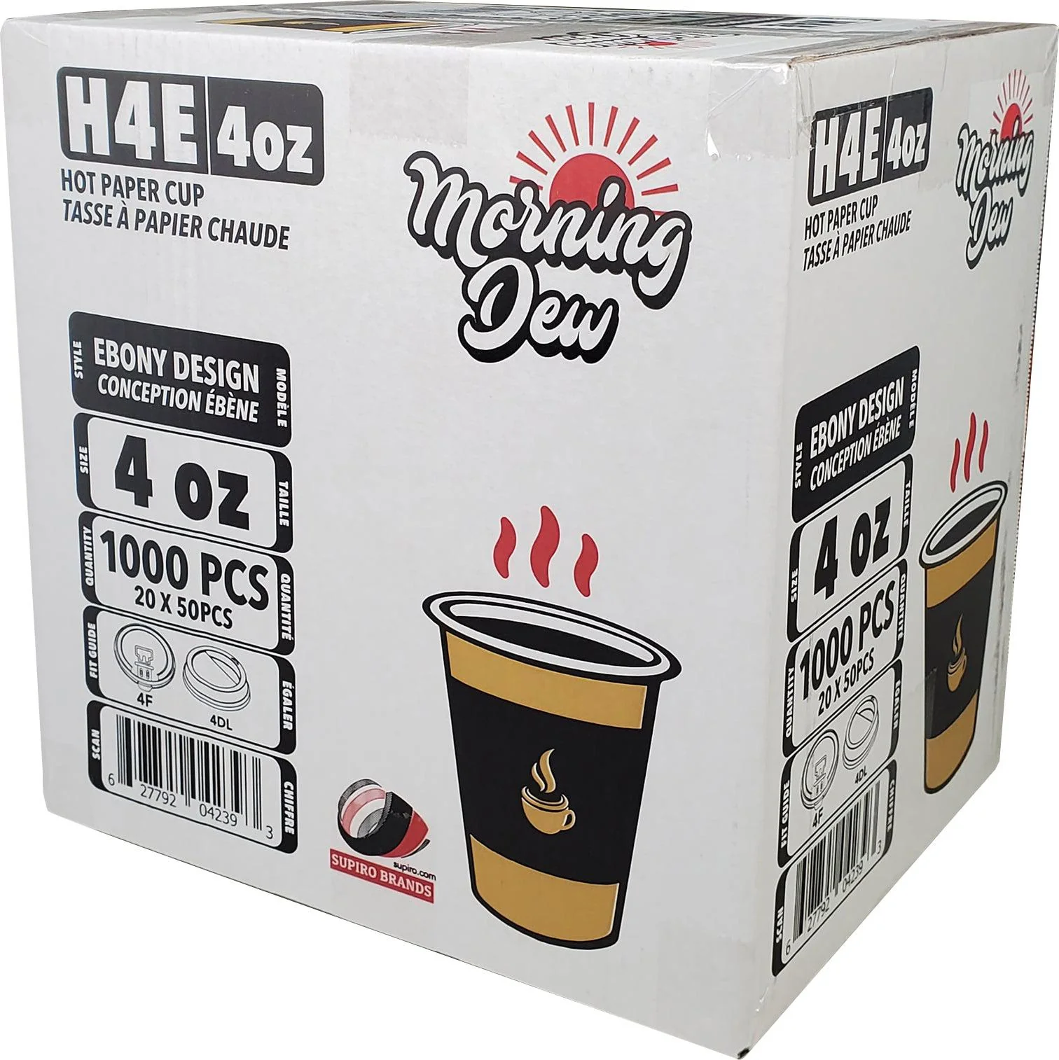 Morning Dew - 4 oz Hot Paper Cups - Ebony Print - 20 x 50 count - Image 7