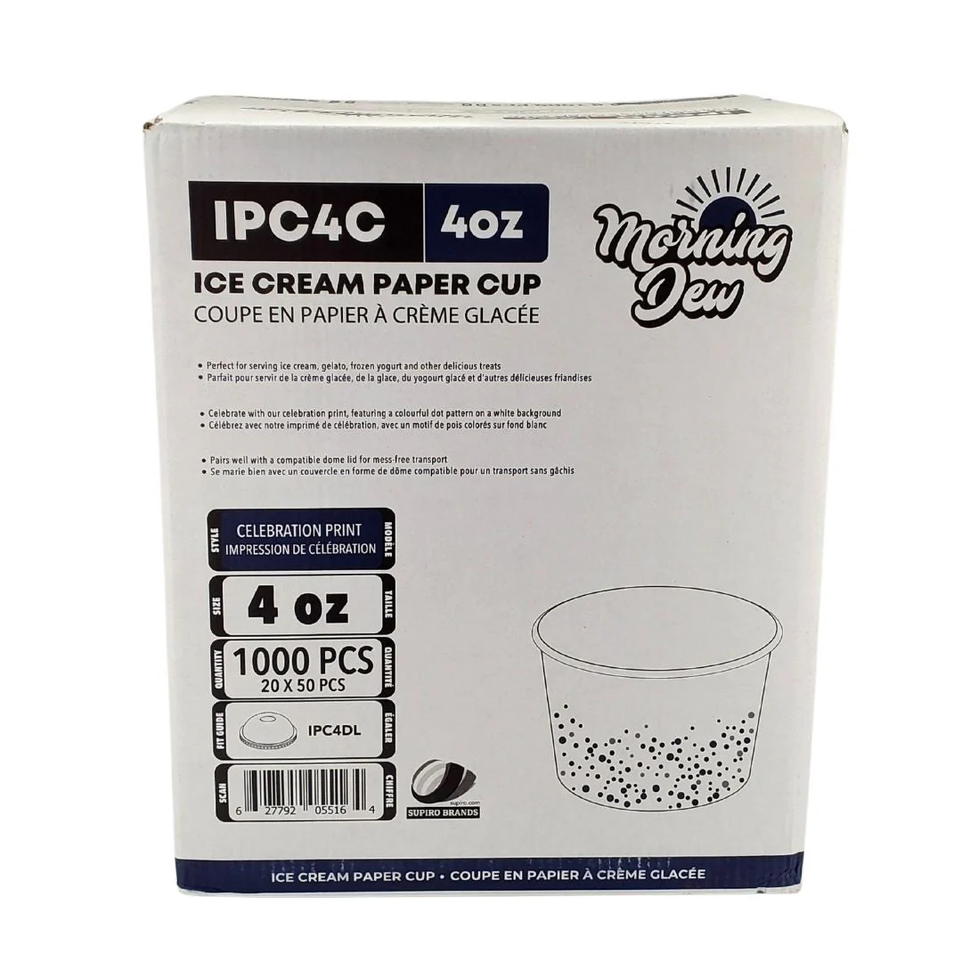 Morning Dew - 4oz - Ice Cream Paper Cups - Celebration Print - 20 x 50 count - Image 4