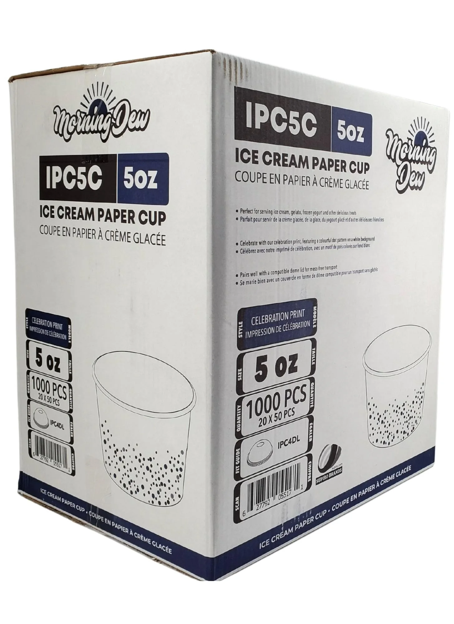 Morning Dew - 5oz Ice Cream Paper Cups - Celebration Print - 20 x 50 count - Image 4
