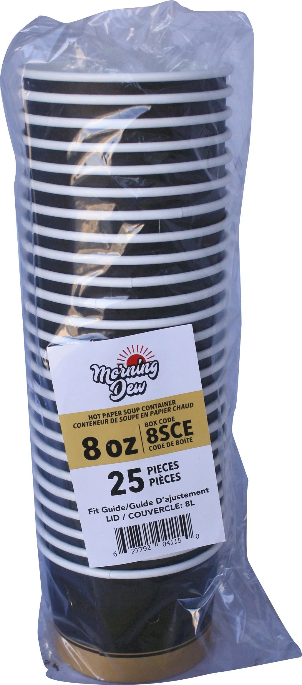 Morning Dew - 8 oz Paper Soup Container - Ebony Print - 20 x 25 count - Image 2