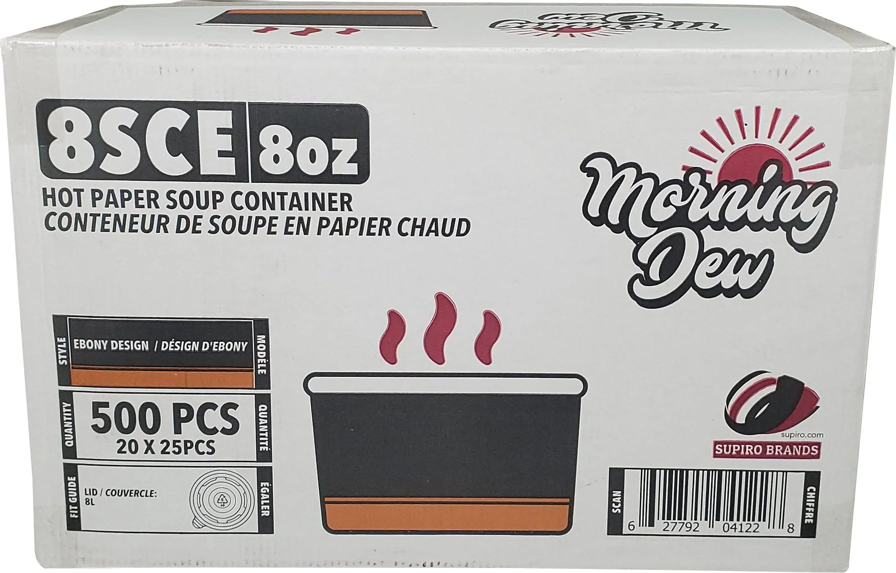 Morning Dew - 8 oz Paper Soup Container - Ebony Print - 20 x 25 count - Image 4