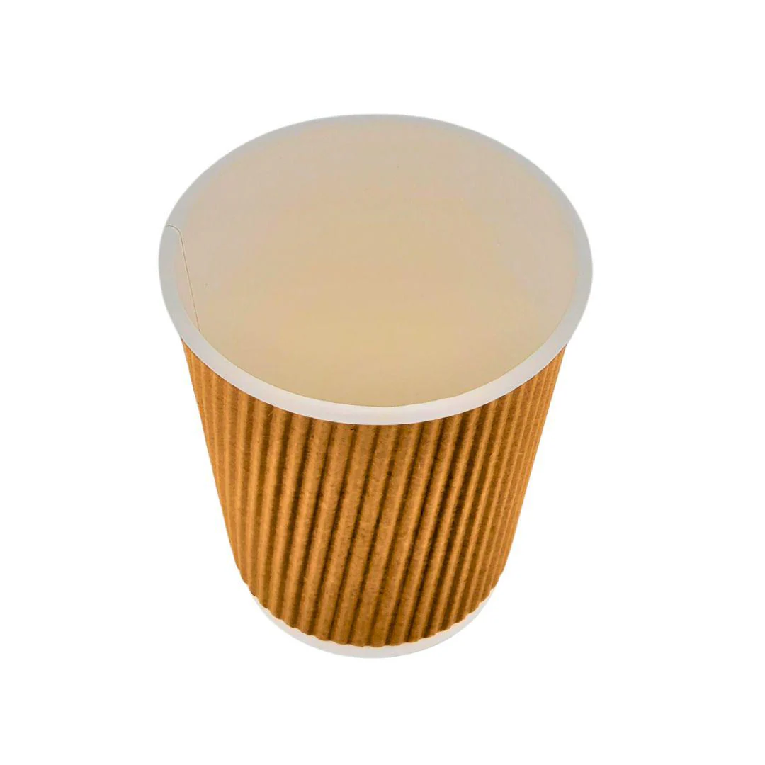 Morning Dew - 8 oz Tall Hot Paper Cup - Ripple - Kraft - 20 x 25 count - Image 2