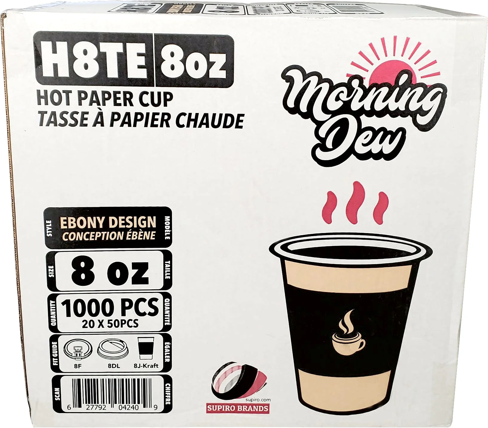Morning Dew - 8oz Hot Paper Cups - Ebony Print - 20 x 50 count - Image 5