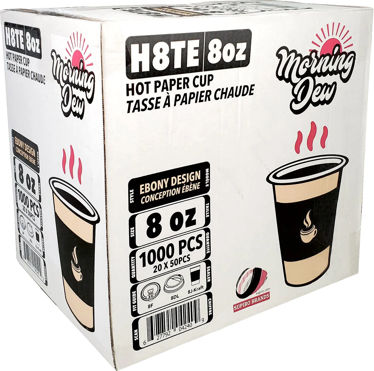 Morning Dew - 8oz Hot Paper Cups - Ebony Print - 20 x 50 count - Image 6