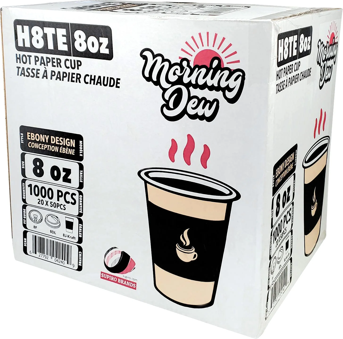 Morning Dew - 8oz Hot Paper Cups - Ebony Print - 20 x 50 count - Image 7