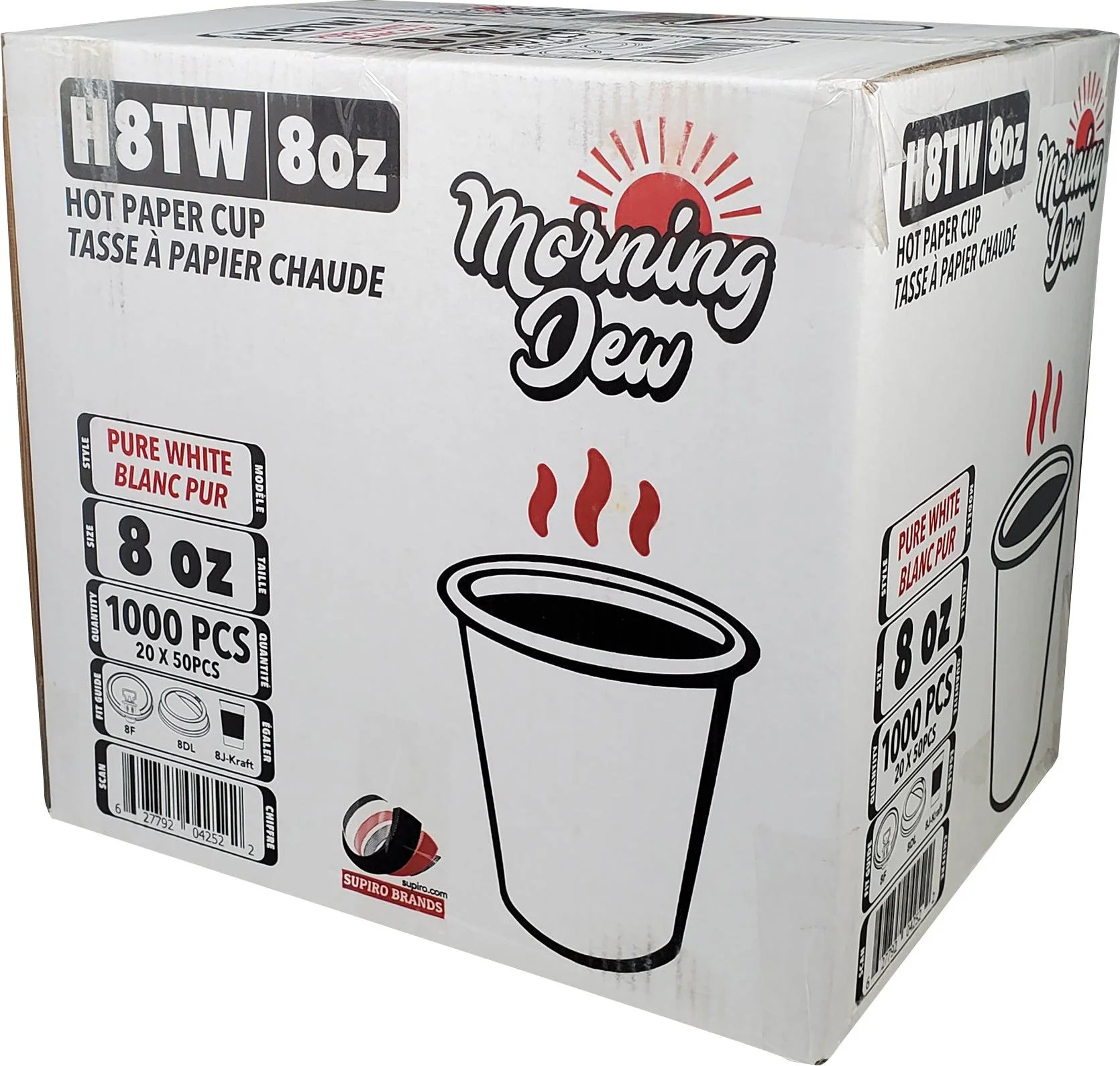 Morning Dew - 8oz Hot Paper Cups - White - 20 x 50 count - Image 10